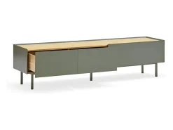 Móvel TV 2 gavetas com porta basculante verde 180x40 cm