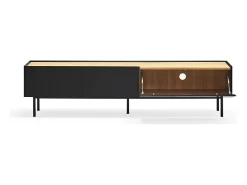 Móvel TV 2 gavetas com porta basculante preto 180x40 cm