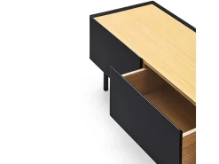 Móvel TV 2 gavetas com porta basculante preto 180x40 cm