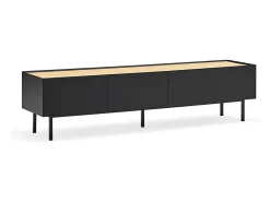 Móvel TV 2 gavetas com porta basculante preto 180x40 cm