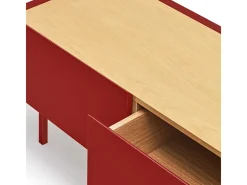 Móvel TV 2 gavetas com porta basculante vermelho 180x40 cm