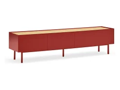 Móvel TV 2 gavetas com porta basculante vermelho 180x40 cm