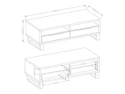 Móvel TV 2 gavetas Eden madeira e metal 124cm