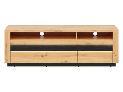 Móvel TV 2 gavetas Glenn madeira e preto 161cm