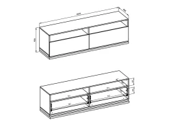 Móvel TV 2 gavetas Iria caxemira e madeira 160,1cm