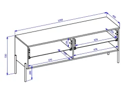 Móvel TV 2 gavetas Lucilla madeira 140cm