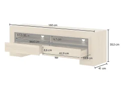 Móvel TV 2 gavetas Lucius madeira e preto 160cm