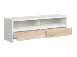 Móvel TV 2 gavetas Soren madeira e branco 143,5cm