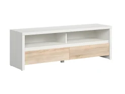 Móvel TV 2 gavetas Soren madeira e branco 143,5cm