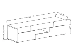 Móvel TV 2 portas 2 gavetas Jules cinzento e madeira 159cm