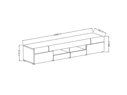Móvel TV 2 portas 2 gavetas Jules cinzento e madeira 208cm