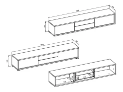 Móvel TV 2 portas 2 gavetas Idra madeira e cinzento 180cm
