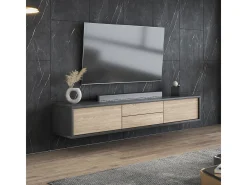 Móvel TV 2 portas 2 gavetas Idra madeira e cinzento 180cm