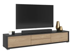Móvel TV 2 portas 2 gavetas Idra madeira e cinzento 180cm
