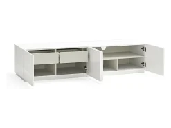 Móvel TV 4 portas 2 gavetas branco 182x48 cm