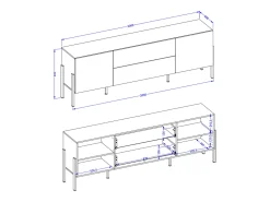 Móvel TV 2 portas 2 gavetas Bérénice caxemira e preto 204cm