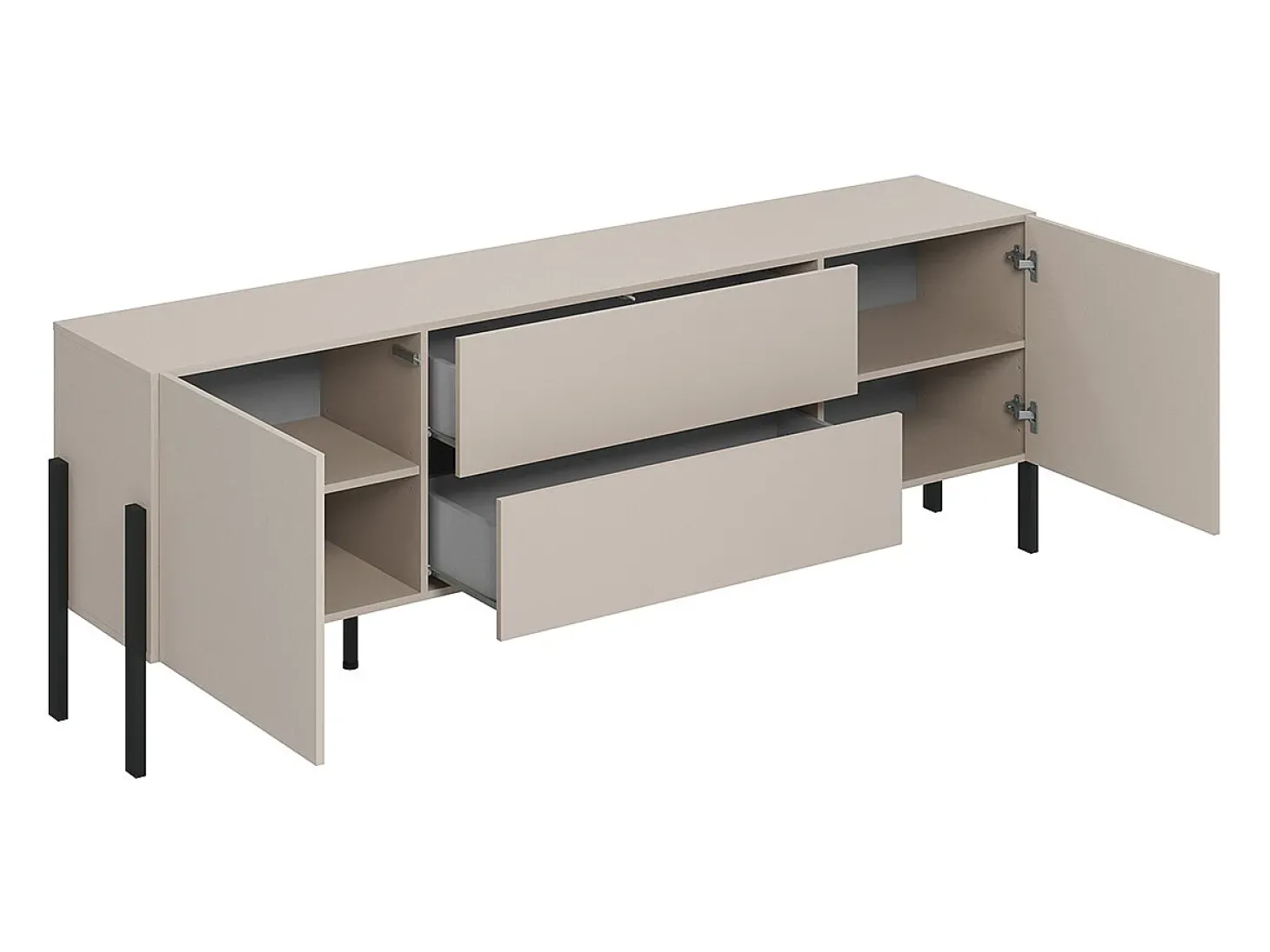 Móvel TV 2 portas 2 gavetas Bérénice caxemira e preto 204cm