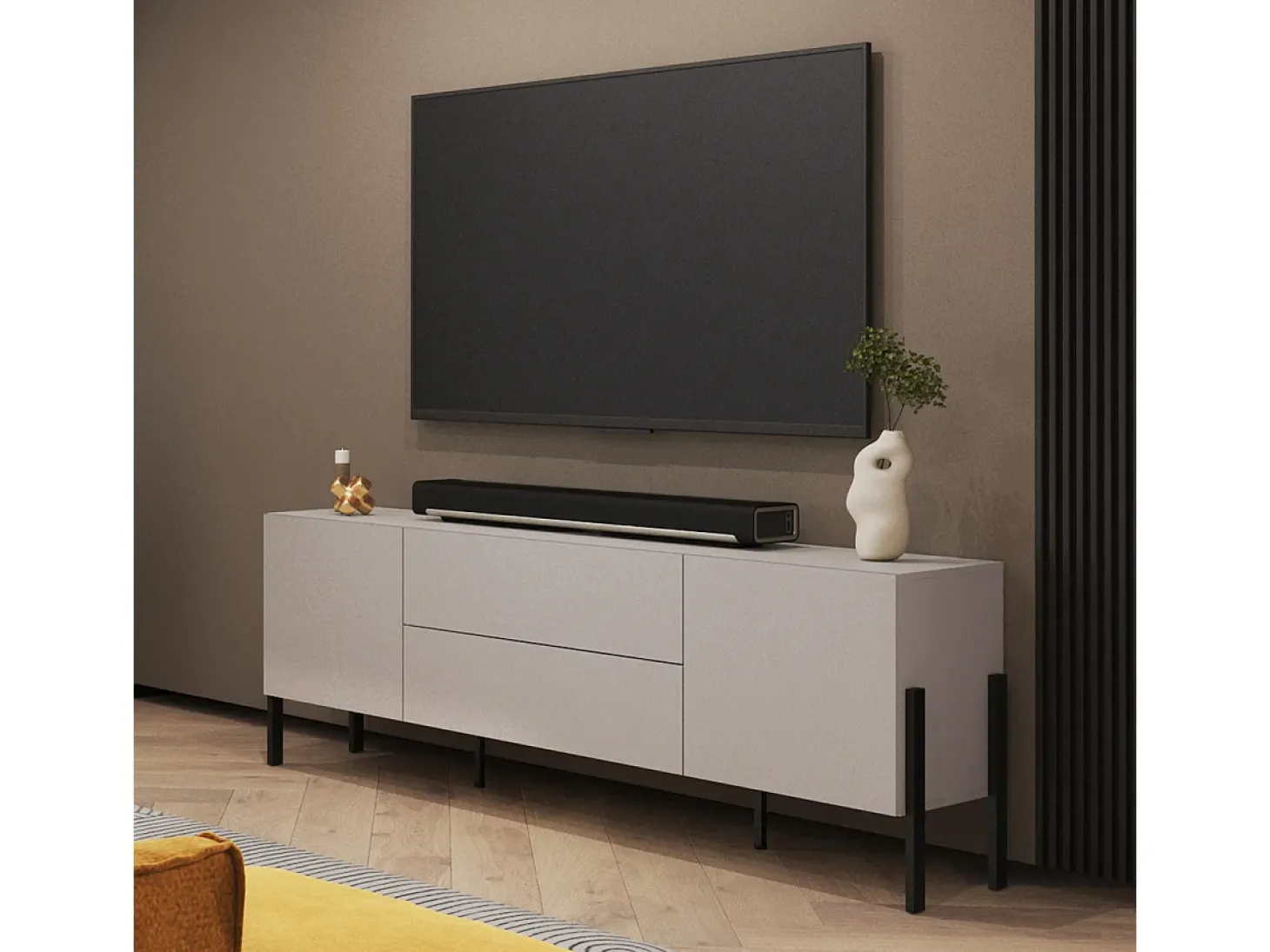 Móvel TV 2 portas 2 gavetas Bérénice caxemira e preto 204cm