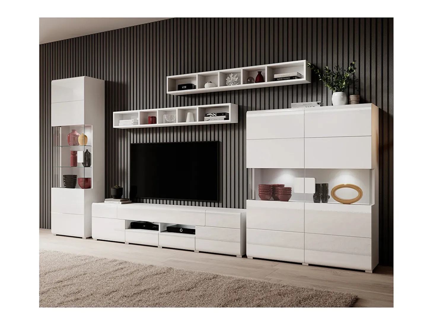 Móvel TV 2 portas 2 gavetas Jules branco 208cm