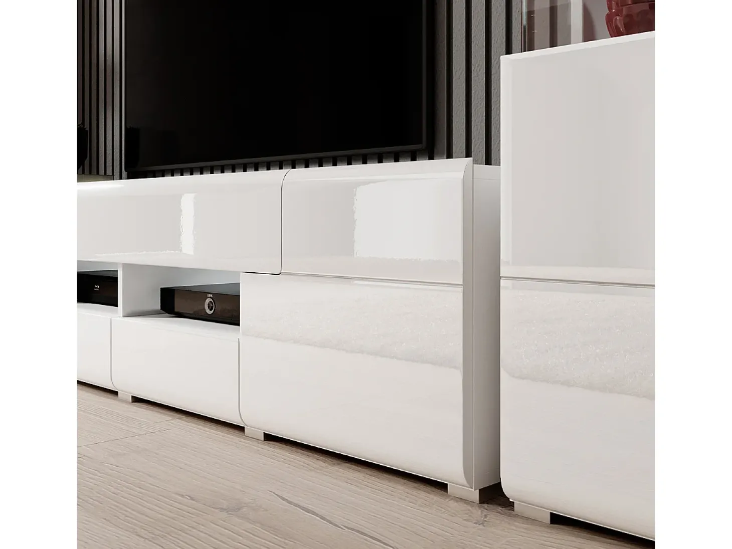 Móvel TV 2 portas 2 gavetas Jules branco 208cm