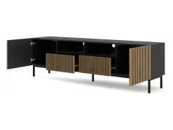 Móvel TV 2 portas 2 gavetas Philaé madeira e preto 200cm