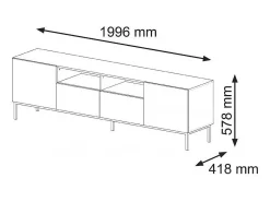 Móvel TV 2 portas 2 gavetas Philaé madeira e preto 200cm