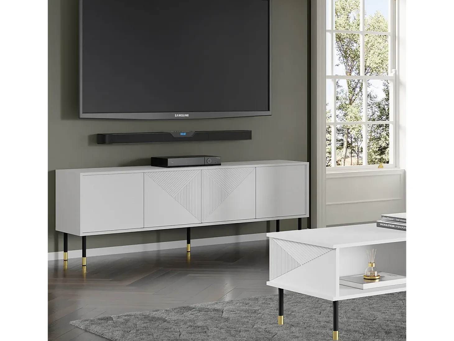 Móvel TV 4 portas Aglaé branco 180cm