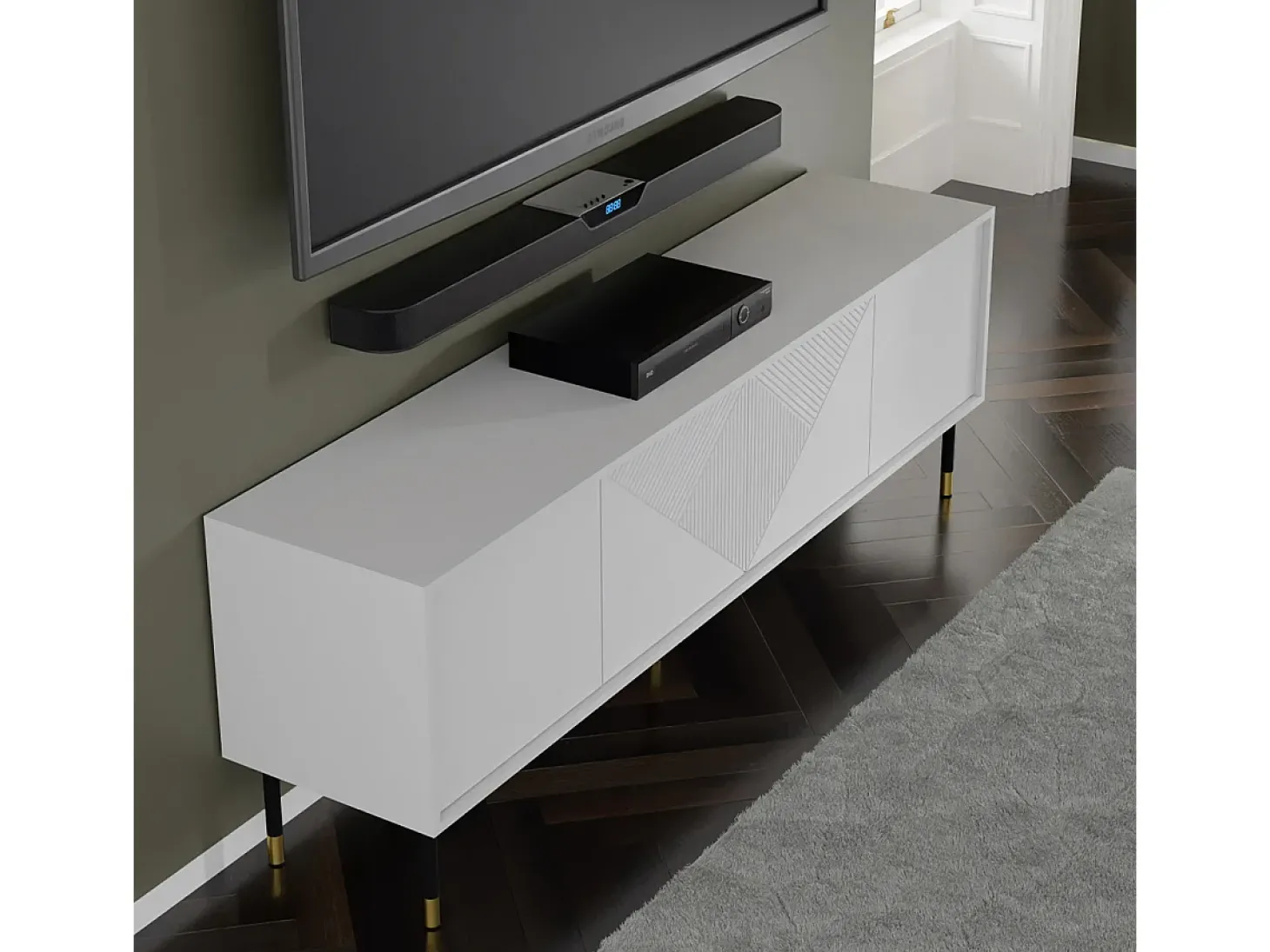 Móvel TV 4 portas Aglaé branco 180cm