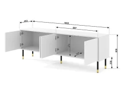 Móvel TV 4 portas Aglaé branco 180cm