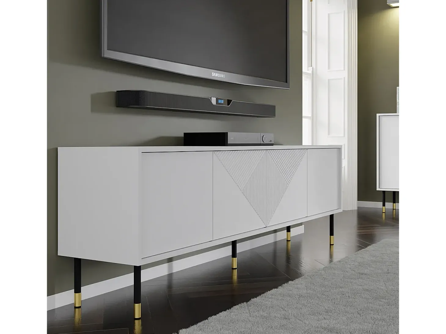 Móvel TV 4 portas Aglaé branco 180cm