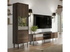 Móvel TV 2 portas Astra madeira escura e caxemira 180cm