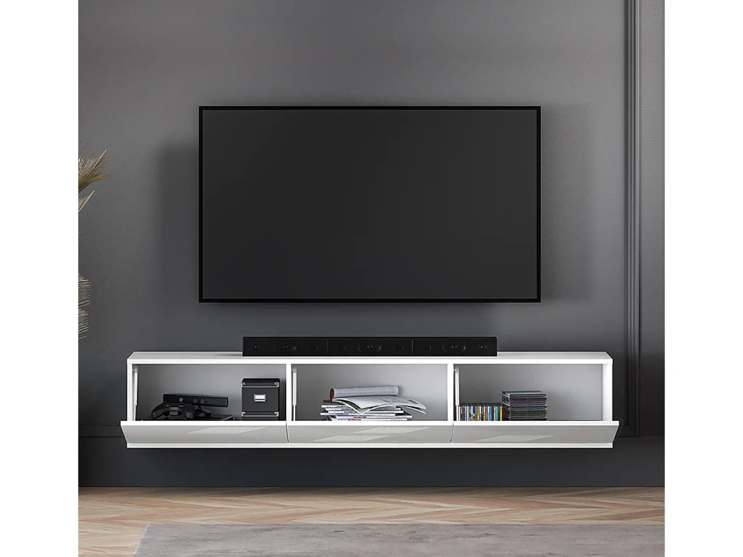 Móvel TV 3 portas Aura branco 170cm