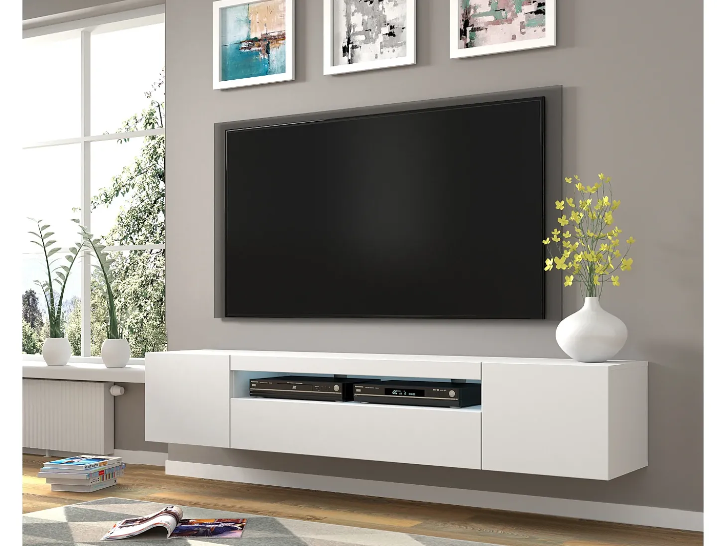 Móvel TV 3 portas Aurus branco 200cm