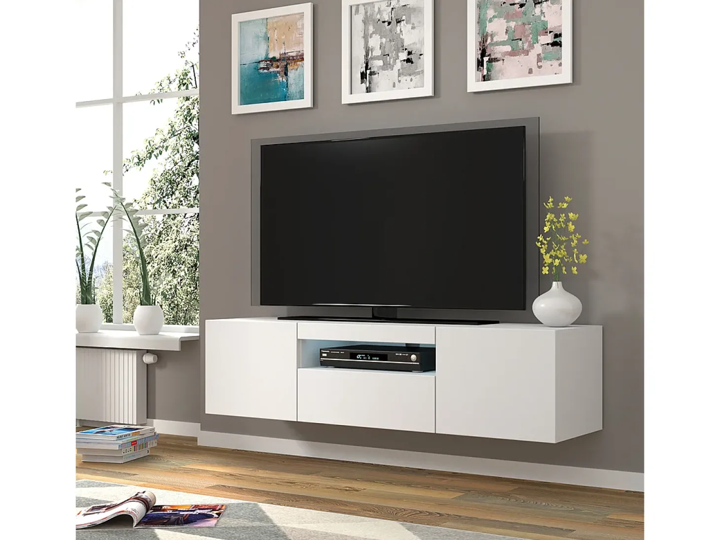 Móvel TV 3 portas Aurus branco 150cm