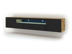 Móvel TV 3 portas Aurus madeira e preto 200cm