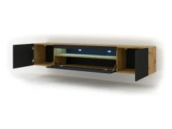 Móvel TV 3 portas Aurus madeira e preto 200cm
