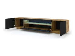Móvel TV 3 portas Aurus madeira e preto 200cm