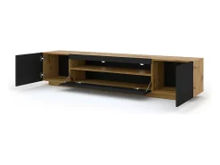 Móvel TV 3 portas Aurus madeira e preto 200cm