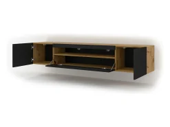 Móvel TV 3 portas Aurus madeira e preto 200cm