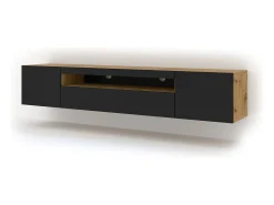Móvel TV 3 portas Aurus madeira e preto 200cm