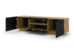 Móvel TV 3 portas Aurus madeira e preto 150cm