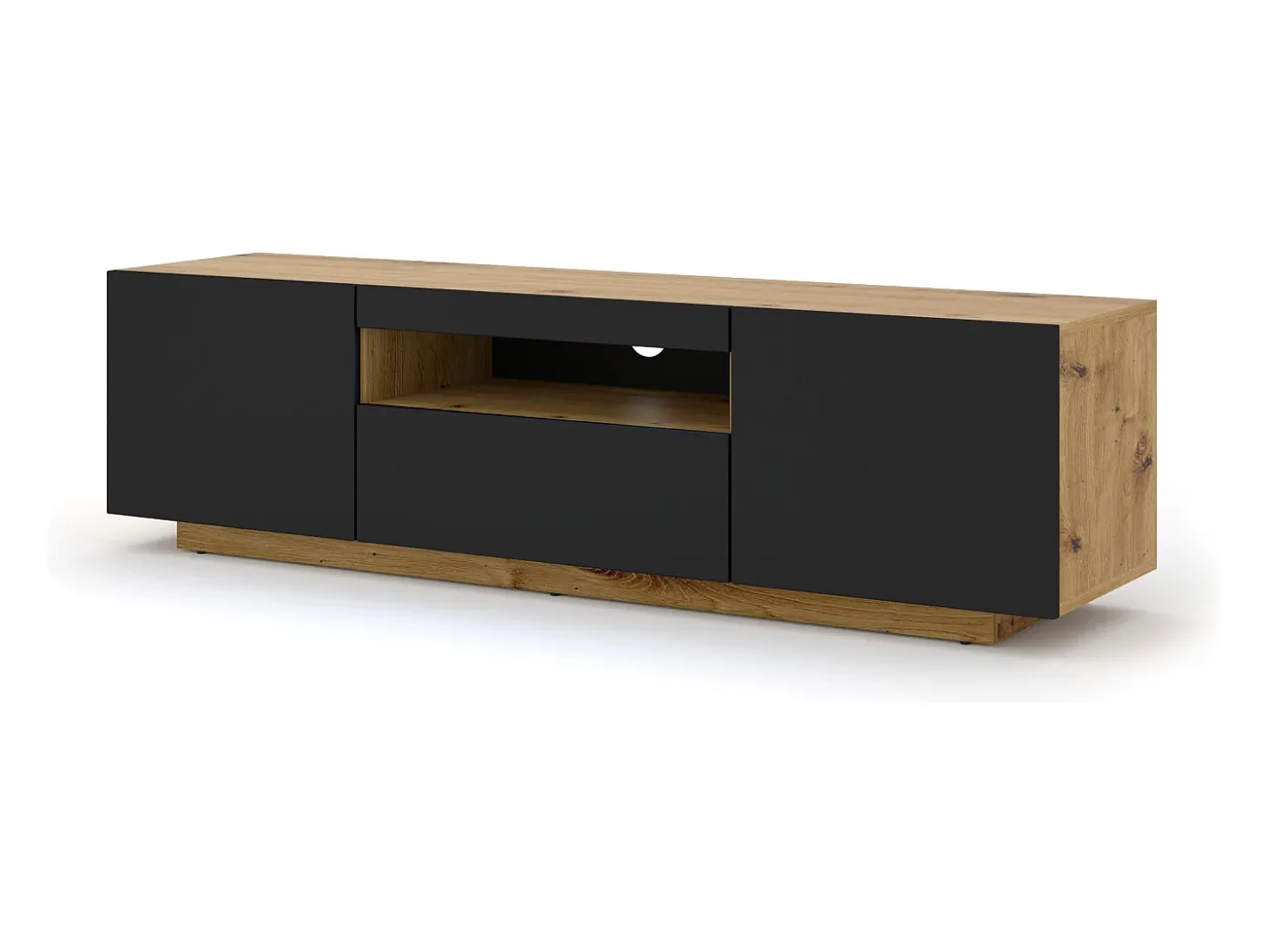Móvel TV 3 portas Aurus madeira e preto 150cm