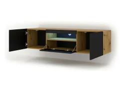 Móvel TV 3 portas Aurus madeira e preto 150cm