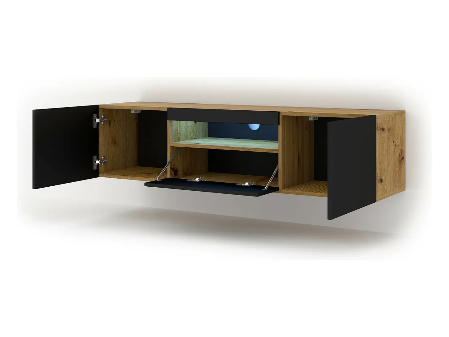 Móvel TV 3 portas Aurus madeira e preto 150cm