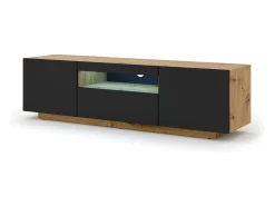 Móvel TV 3 portas Aurus madeira e preto 150cm
