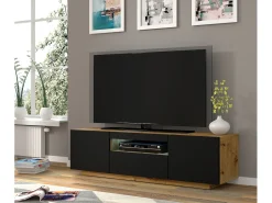 Móvel TV 3 portas Aurus madeira e preto 150cm