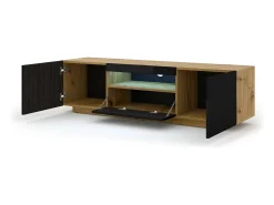 Móvel TV 3 portas Aurus madeira e preto 150cm