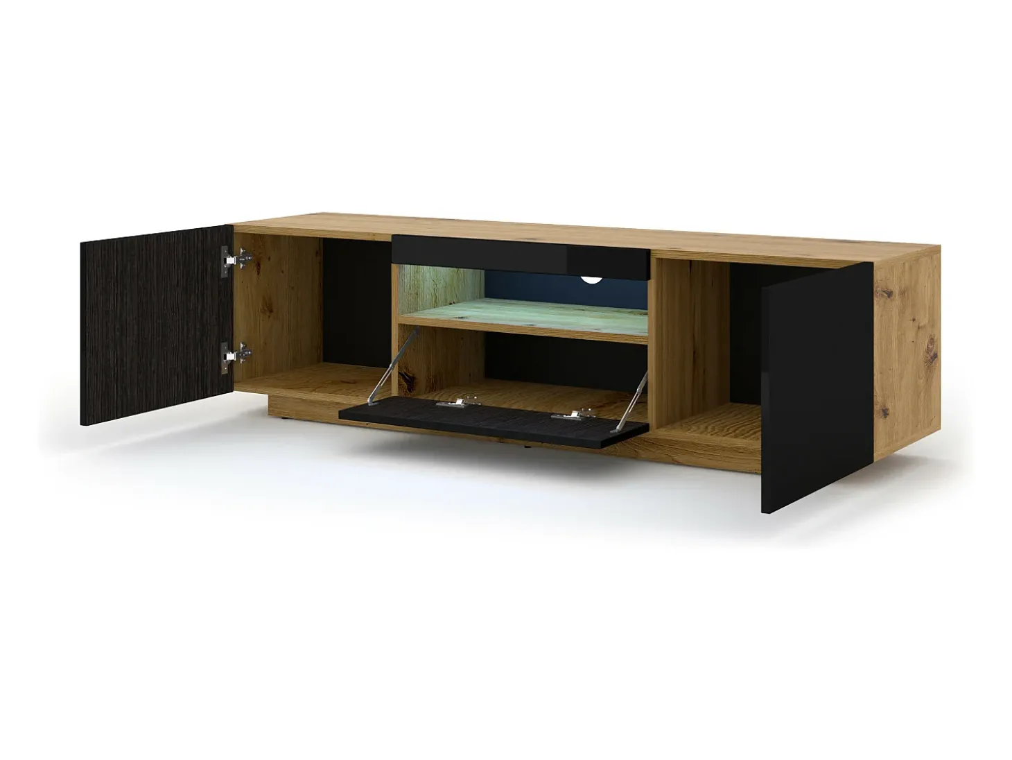 Móvel TV 3 portas Aurus madeira e preto 150cm