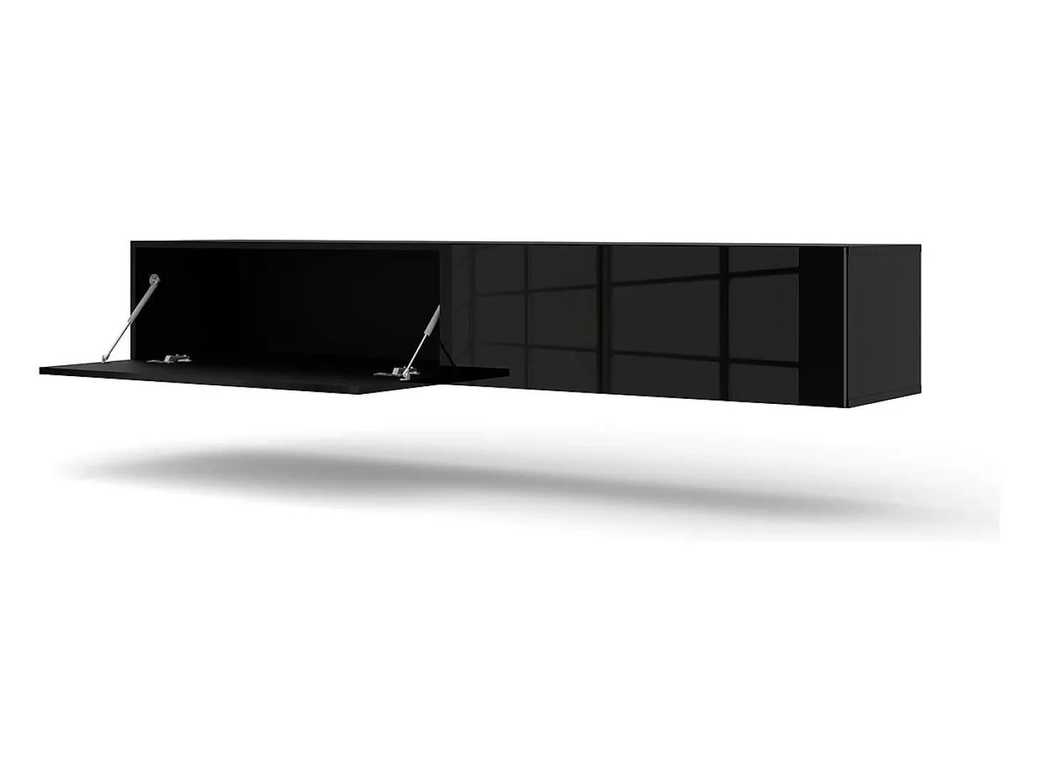 Móvel TV 2 portas Bali carroçaria em preto mate e frentes em preto brilhante 180cm