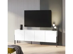 Móvel TV 4 portas Bérénice branco mate e preto 204cm